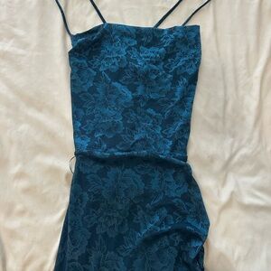 Floral Blue Spaghetti Strap Dress